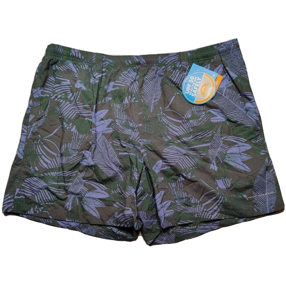 Columbia‎ PFG Men 2XL Super Backcast Navy Hawaiian Nylon 6" Water Shorts NEW